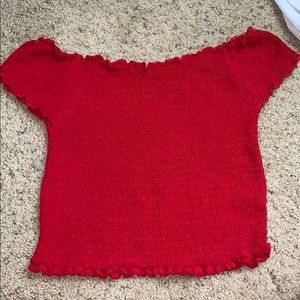 red brandy crop top